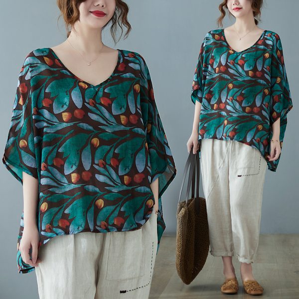 Large yard big flower T-shirt spring and summer tops